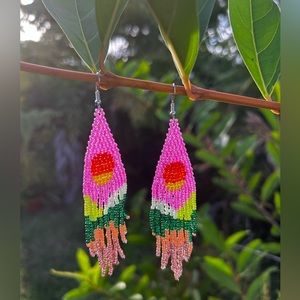 Beaded Sunrise Fringe Earrings